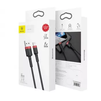 Baseus Lightning Cafule kabel 2A, 3m rood/zwart (CALKLF-R91)