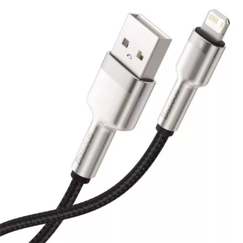 Baseus Lightning Cafule Series metalen datakabel 2.4A 0.25m zwart