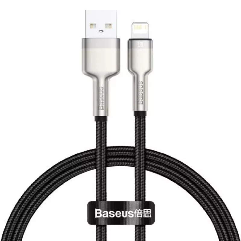 Baseus Lightning Cafule Series metalen datakabel 2.4A 0.25m zwart