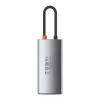 Baseus Metal Gleam Series 4-in-1 USB-C-hub, USB 3.0 + USB 2.0 + HDMI + USB-C PD, zilver