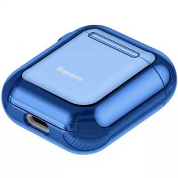 Baseus Metallic Shining ultradun siliconen beschermhoesje met haakje voor AirPods 1/2 blauw