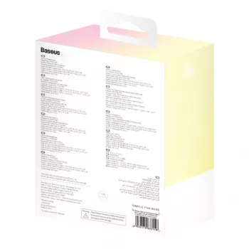 Baseus Popsicle 5200mAh 20W powerbank met geïntegreerde Lightning-kabel en witte Baseus Simple USB-C naar USB-C 60W 30cm kabel - geel-roze