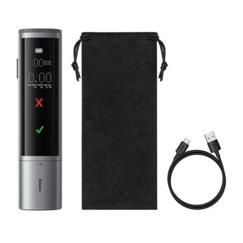 Baseus SafeJourney Pro alcoholtester voor in de auto, grijs, USB-C, 470 mAh