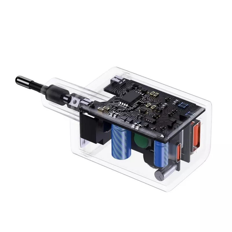 Baseus Super Si Pro Mini snellader 30W, USB-C + USB-A, PD 3.0, QC 3.0, EU-stekker, zwart (CCSUPP-E01)