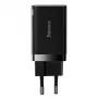 Baseus Super Si Pro Mini snellader 30W, USB-C + USB-A, PD 3.0, QC 3.0, EU-stekker, zwart (CCSUPP-E01)
