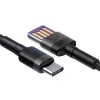Baseus Cafule SuperCharge USB-A naar USB-C-kabel, 40W, 5A, QC 3.0, 1 m, zwart/grijs