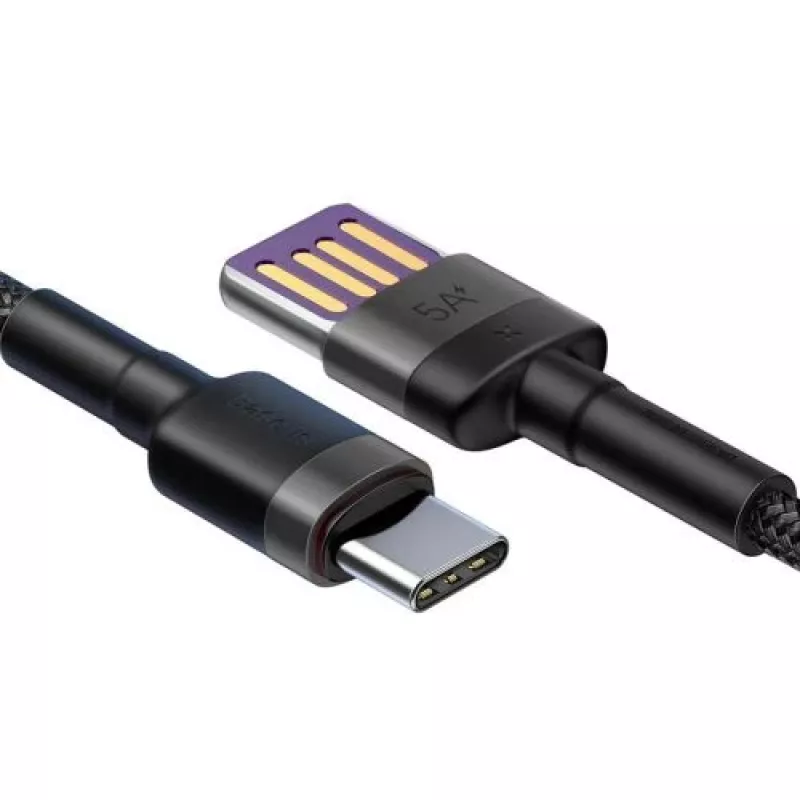 Baseus Cafule SuperCharge USB-A naar USB-C-kabel, 40W, 5A, QC 3.0, 1 m, zwart/grijs
