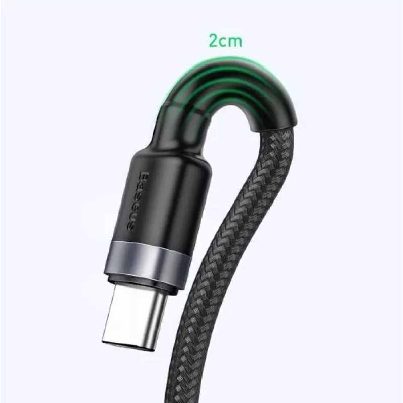 Baseus Cafule SuperCharge USB-A naar USB-C-kabel, 40W, 5A, QC 3.0, 1 m, zwart/grijs
