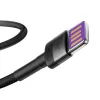 Baseus Cafule SuperCharge USB-A naar USB-C-kabel, 40W, 5A, QC 3.0, 1 m, zwart/grijs