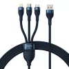 Baseus universele kabel Flash Series II 3-in-1 snellaad- en datakabel (USB-A naar Micro + Lightning + Type-C) 66W, 480mbps, 1,2m, blauw (CASS040003)
