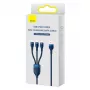 Baseus universele kabel Flash Series II 3-in-1 snellaad- en datakabel (USB-A naar Micro + Lightning + Type-C) 66W, 480mbps, 1,2m, blauw (CASS040003)