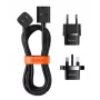 Baseus universele PowerCombo kabel / verlengkabel met mini-stekkerdoos 1m zwart (EU- en UK-netadapter)