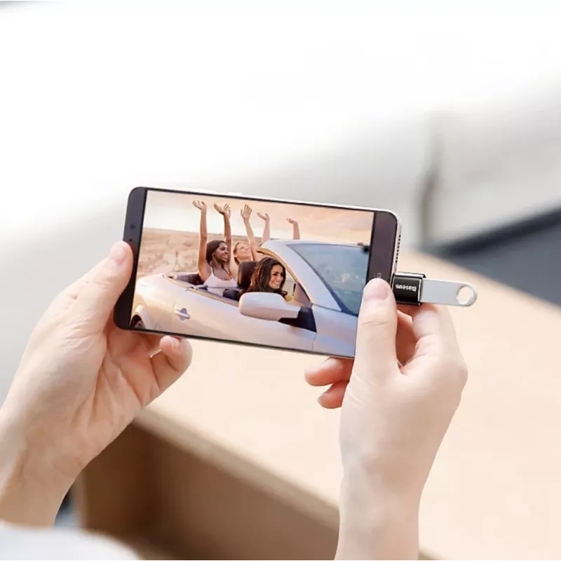 Baseus USB 2.0 Type-C naar Micro USB OTG-adapter (zwart)