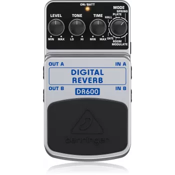 Behringer DR600 digitaal reverb effectpedaal, 6 modi, stereo, zwart/zilver