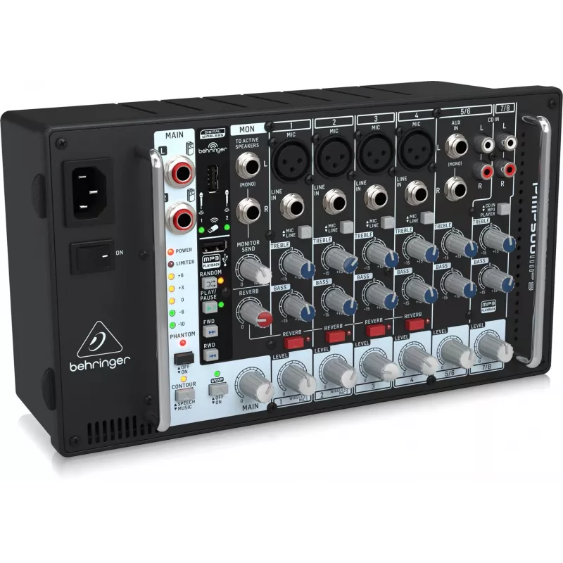 Behringer PMP500MP3 8-kanaals audiomixer, zwart