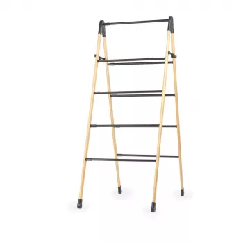 Beldray LA00000051EU7 Bamboo Clothes Airer - opvouwbaar A-frame, 7m droogruimte, 12 rails, 2 verdiepingen, natuurlijk bamboe