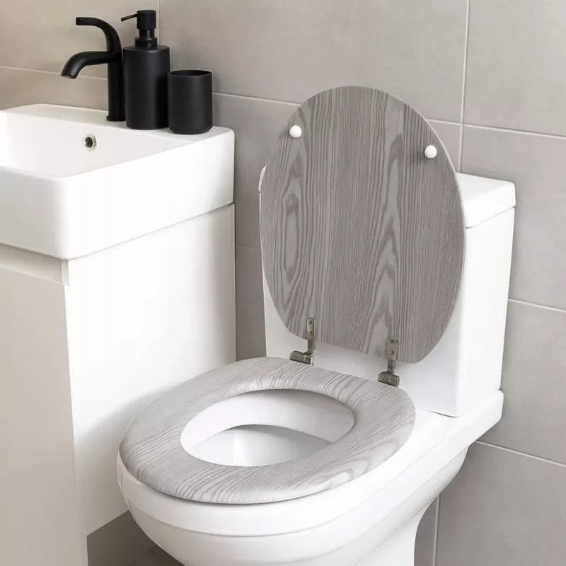 Beldray LA00000074GRYPEU7 houten toiletbril - soft-close, grijs, ovaal