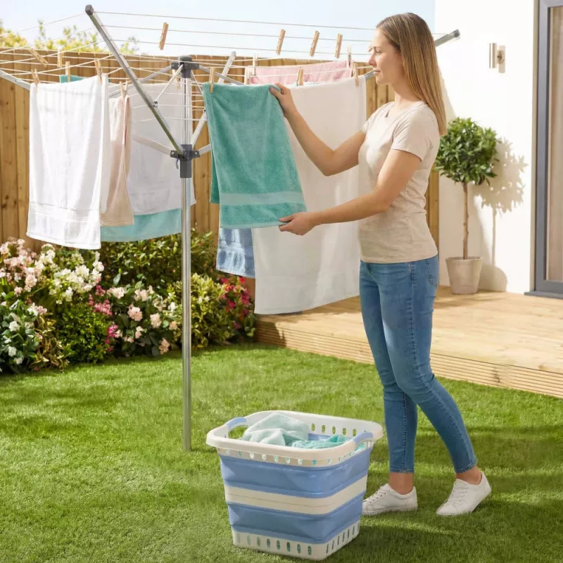 Beldray LA00000152EU7 opvouwbare wasmand 40L, wit/blauw