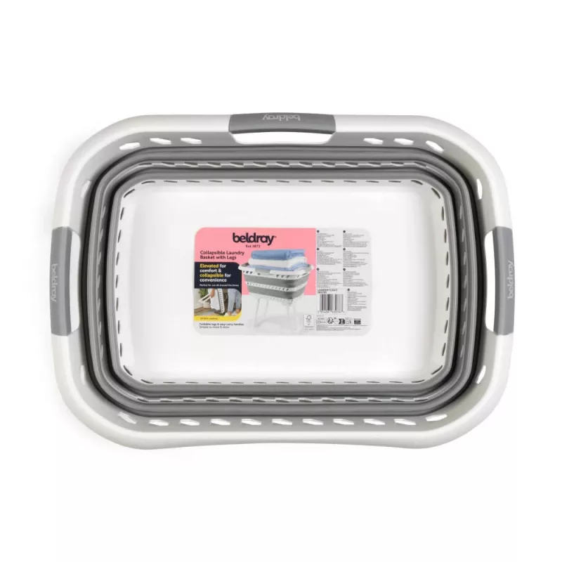 Beldray LA00000153EU7 opvouwbare wasmand met poten 40L - grijs en wit
