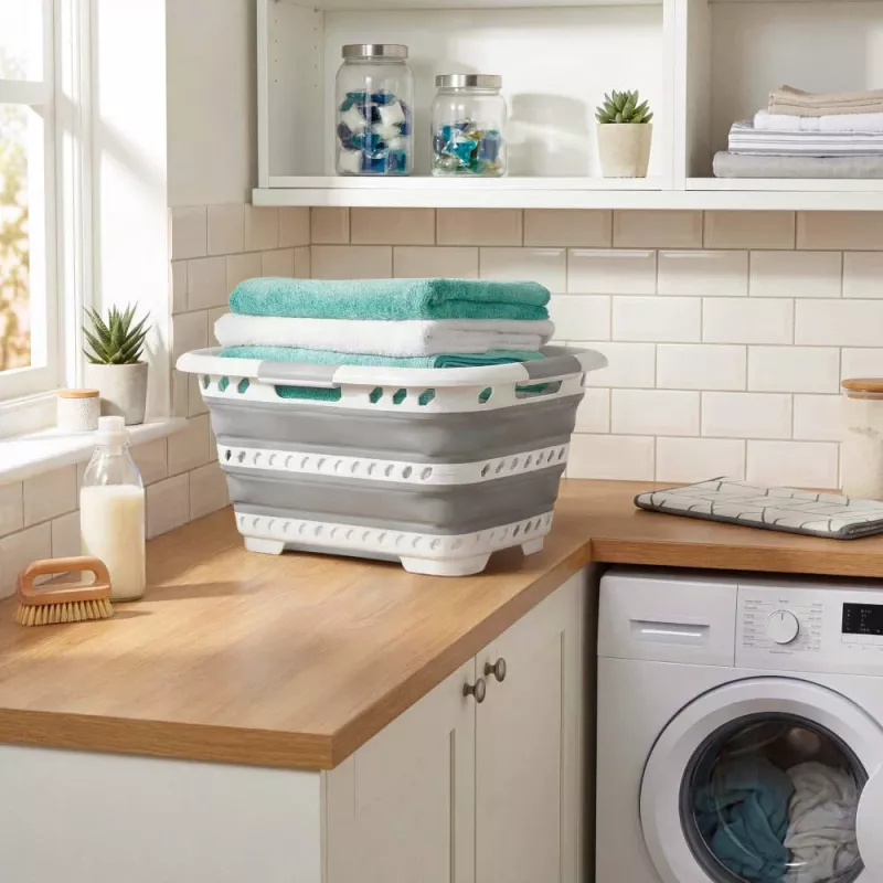 Beldray LA00000153EU7 opvouwbare wasmand met poten 40L - grijs en wit