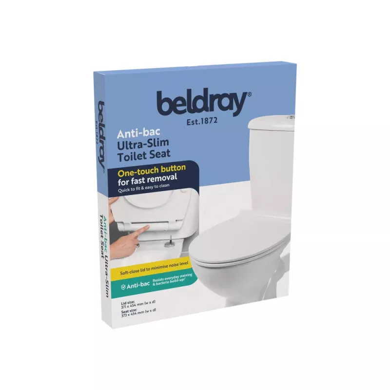 Beldray LA00000201WPEU7 antibacteriële ultradunne toiletbril, wit