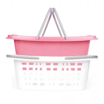 Beldray LA030450PNKFPEU7 set van twee wasmanden, wit/roze