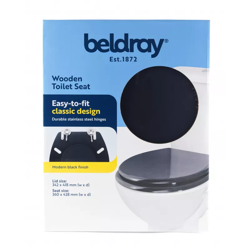 Beldray LA032355BFPEU7 houten toiletbril, zwart