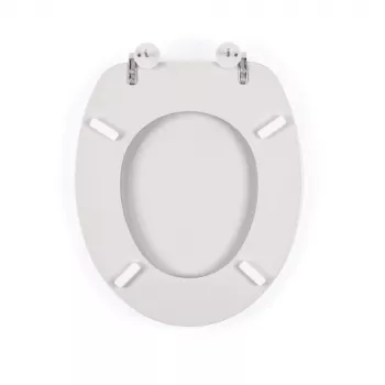 Beldray LA032355PGRY houten toiletbril, wit - soft-close D-vorm met snelvergrendelingsscharnieren