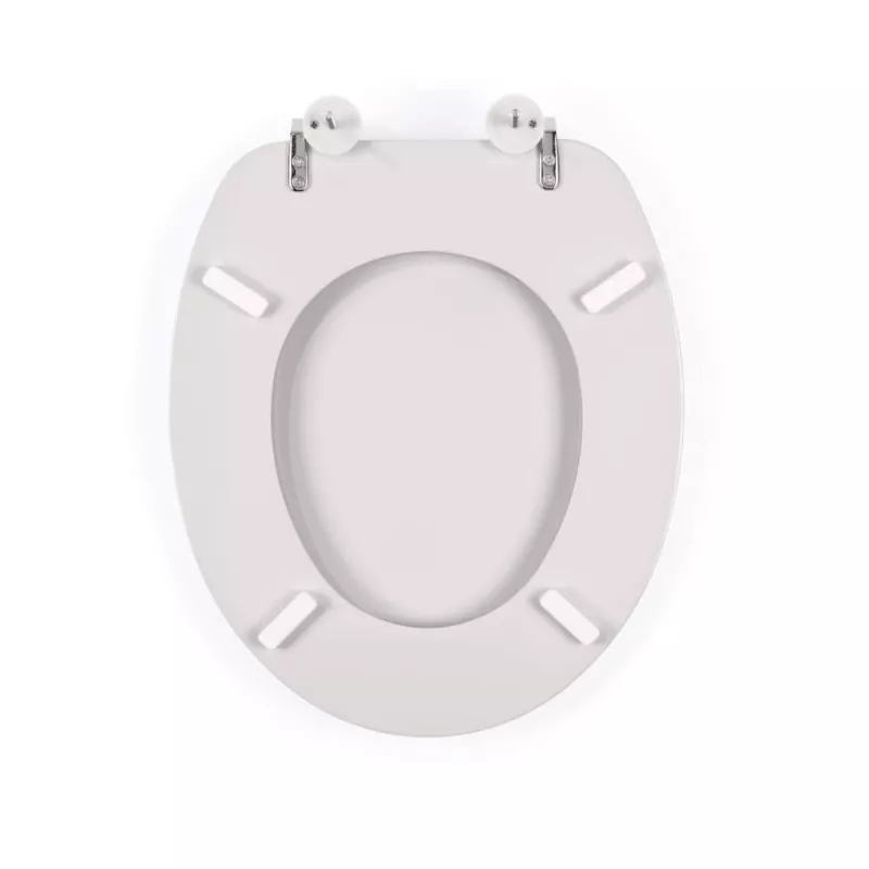 Beldray LA032355PGRY houten toiletbril, wit - soft-close D-vorm met snelvergrendelingsscharnieren