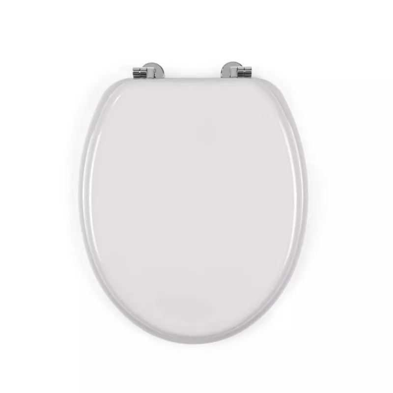 Beldray LA032355PGRY houten toiletbril, wit - soft-close D-vorm met snelvergrendelingsscharnieren