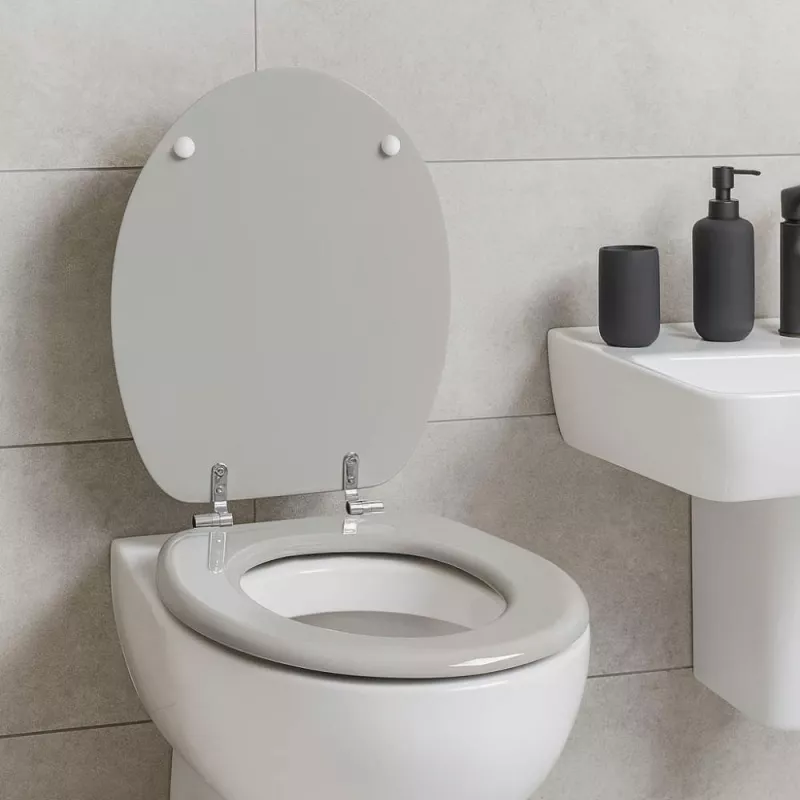 Beldray LA032355PGRY houten toiletbril, wit - soft-close D-vorm met snelvergrendelingsscharnieren