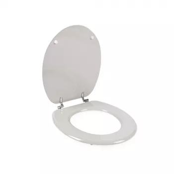 Beldray LA032355PGRY houten toiletbril, wit - soft-close D-vorm met snelvergrendelingsscharnieren
