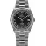 BELLEVUE H1 dames quartz horloge 35mm zilverkleurige wijzerplaat zwarte leren band