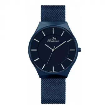 BELLEVUE Heren E58 analoog quartz horloge 32mm roestvrijstaal zwart leer