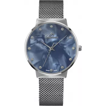BELLEVUE dames B14 33 mm quartz horloge zilver RVS mesh