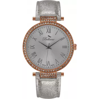 BELLEVUE dames B40 (36mm) quartz analoog horloge zilver RVS mesh