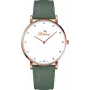 BELLEVUE dames B57 40mm quartz analoog horloge zilveren wijzerplaat zwart leer