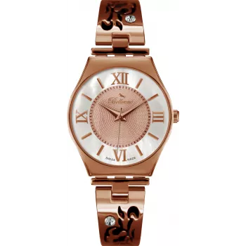 BELLEVUE dames D17 horloge 33mm RVS zilverkleurige wijzerplaat zwart leer