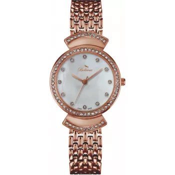 BELLEVUE Woman D50 32mm quartz analooghorloge zilveren wijzerplaat zwarte leren band