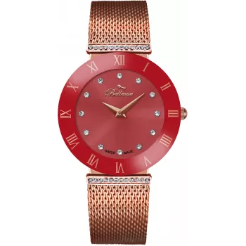 BELLEVUE dames F117 33mm quartz analooghorloge zilveren wijzerplaat zwart lederen band