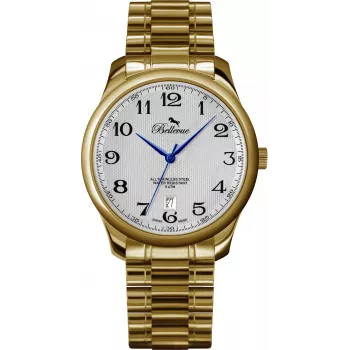 BELLEVUE Woman F12 30mm quartzhorloge zilveren wijzerplaat zwart leer