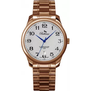 BELLEVUE Woman F6 analoog quartzhorloge 30mm zilveren wijzerplaat zwart leren band
