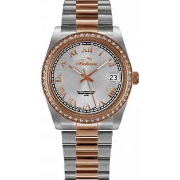 BELLEVUE Woman I22 27mm Zwitsers quartz horloge witte wijzerplaat zwarte leren band