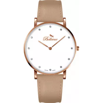 BELLEVUE dameshorloge B54 (40mm) roestvrij staal mesh zilver