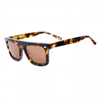 Belstaff Randford S153 unisex zonnebril - zwart acetaat montuur, grijze polycarbonaatglazen, 52 mm