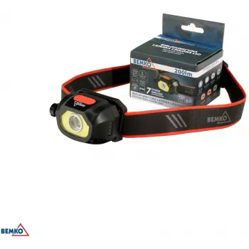 BEMKO C49-LTC02 multifunctionele oplaadbare LED-hoofdlamp, 200lm, 6500K, 1200mAh, IP44