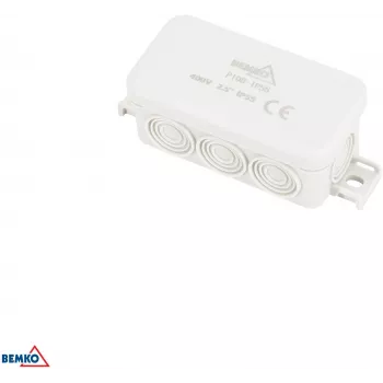BEMKO opbouw-installatiedoos 85x45x37mm IP55 8 invoeren lichtgrijs E04-PI08-IP55