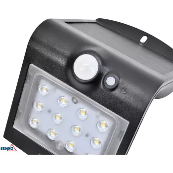 BEMKO TRINGO Solar LED-schijnwerper 1,5W 220lm 4000K IP65 zwart met PIR-sensor C83-SOT-001BL-PIR