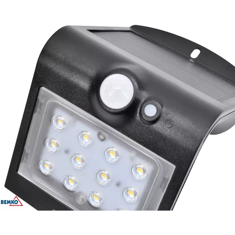 BEMKO TRINGO Solar LED-schijnwerper 1,5W 220lm 4000K IP65 zwart met PIR-sensor C83-SOT-001BL-PIR