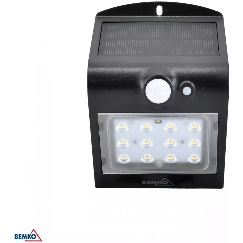 BEMKO TRINGO Solar LED-schijnwerper 1,5W 220lm 4000K IP65 zwart met PIR-sensor C83-SOT-001BL-PIR